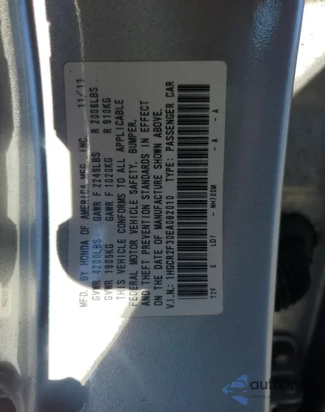 2014 Honda Accord Lx from USA, damaged, VIN 1HGCR2F30EA082010